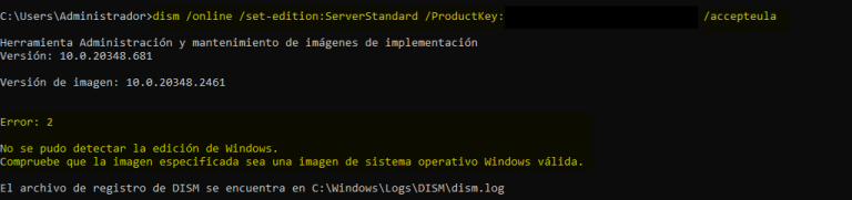Convertir Windows Server 2016, 2019, 2022 Evaluation a Standard
