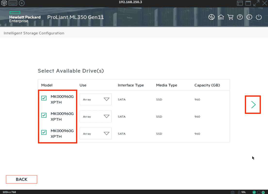 elegir discos para crear raid en servidor hpe proliant