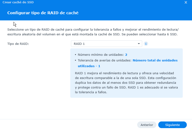 crear raid para cache de ssd en nas synology