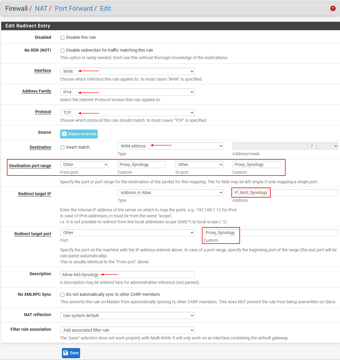como abrir puertos en pfsense