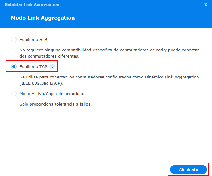configurar LACP en synology con switch gestionable
